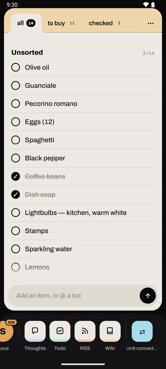 The Shopping card on the phone